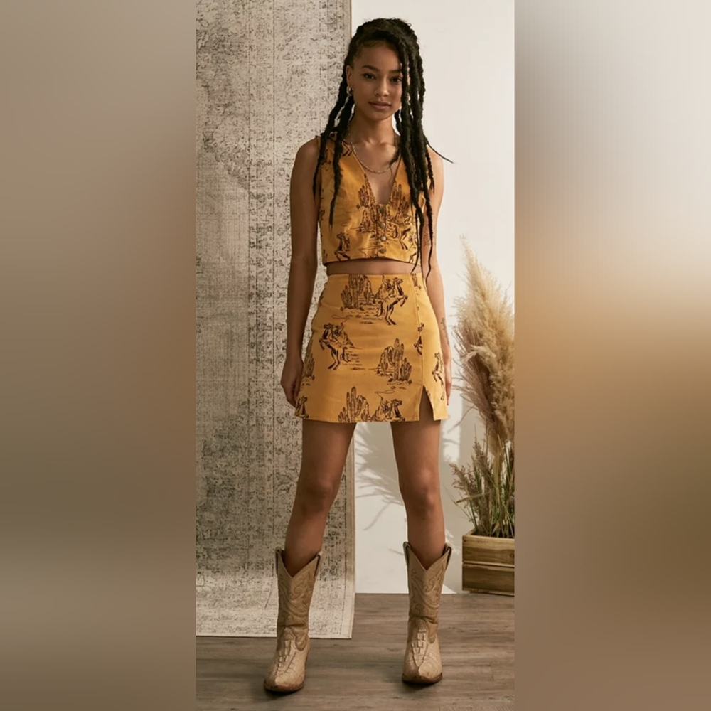 UO Annie Western crop top & mini skirt